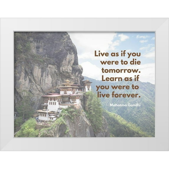 ArtsyQuotes 32x25 White Modern Wood Framed Museum Art Print Titled - Mahatma Gandhi Quote: Live as If