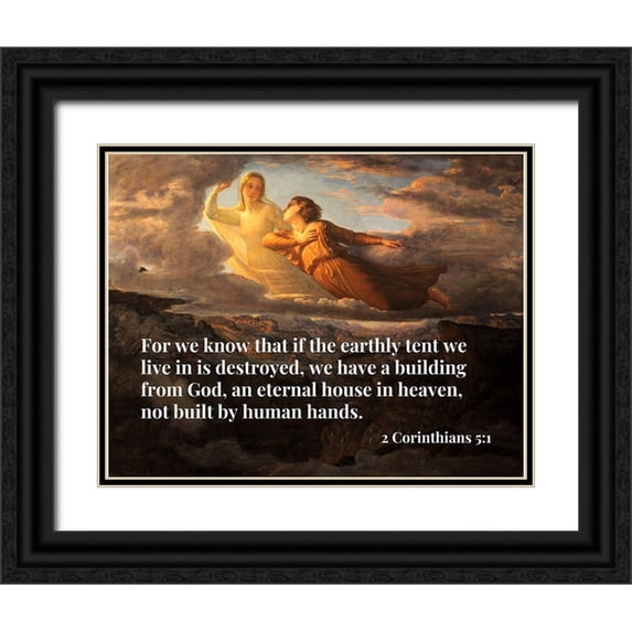 ArtsyQuotes 32x26 Black Ornate Wood Framed with Double Matting Museum Art Print Titled - Bible Verse Quote 2 Corinthians 5:1, Louis Janmot - Poem of the Soul 17 The Ideal
