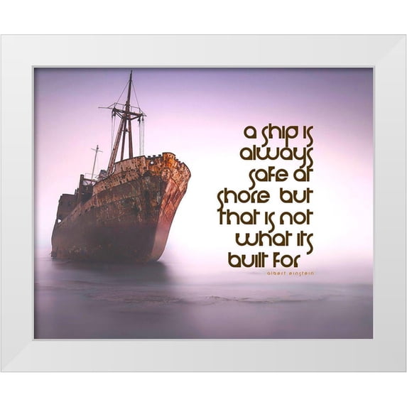 ArtsyQuotes 32x26 White Modern Wood Framed Museum Art Print Titled - Albert Einstein Quote: Always at Shore