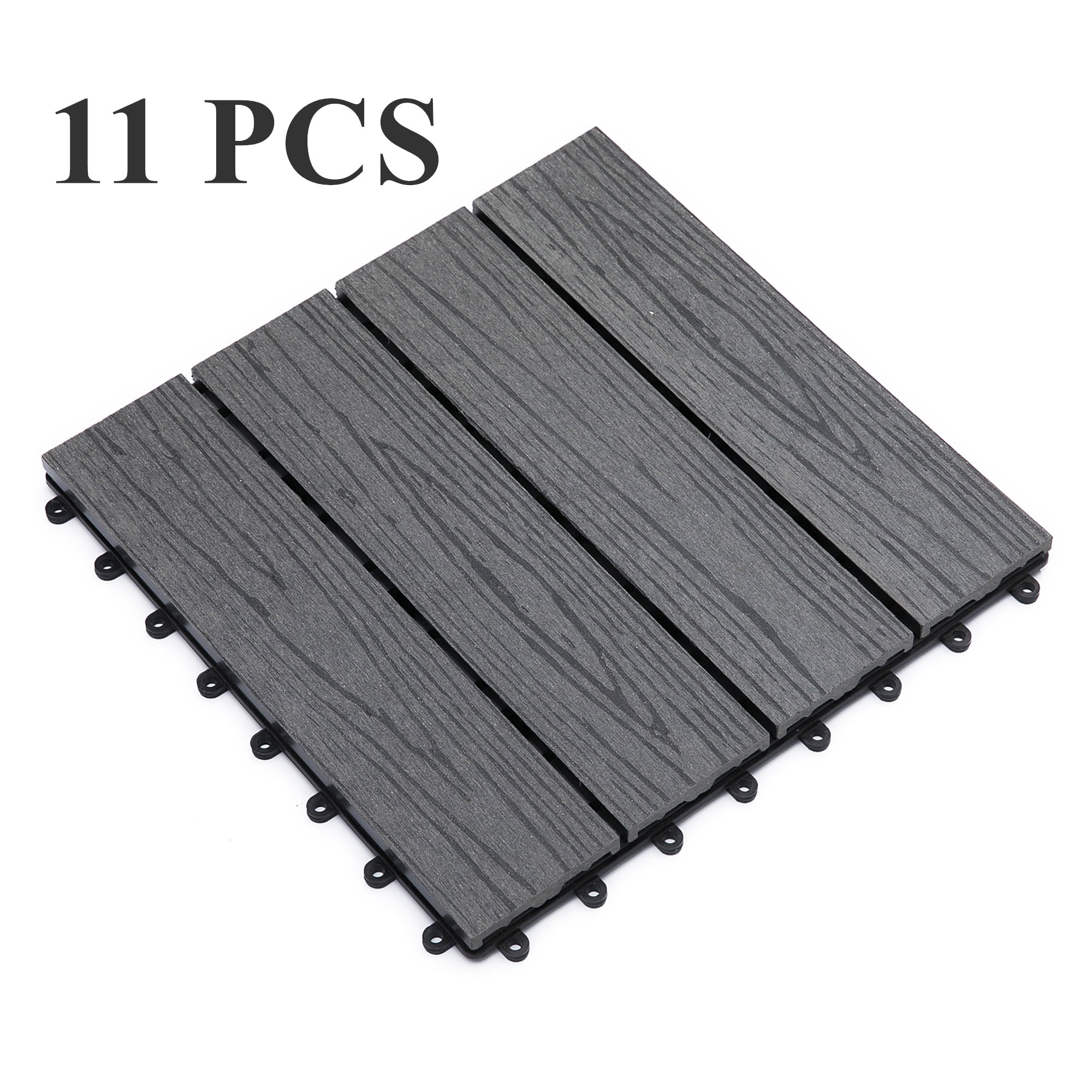 Gray 12" x 12" Composite Interlocking Deck Tiles, Pack of 11