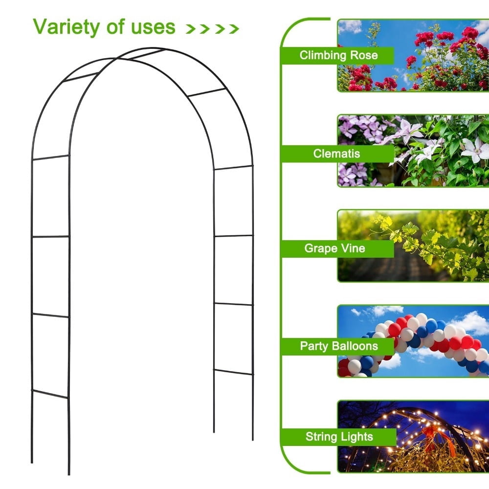 Arttoreal 7'8" H x 4'5" W Patio Metal Garden Arch Trellis,Arbor Trellis for Climbing Plants Support，Black