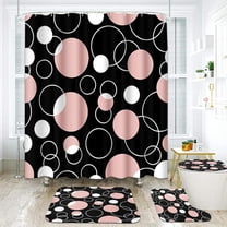 Arttown Red Bathroom Sets with Shower Curtain and Rugs and Accessories, Black and Red Shower Curtain Sets, Geometric Shower Curtains for Bathroom,Modern Art Bathroom Decor 4 Pcs