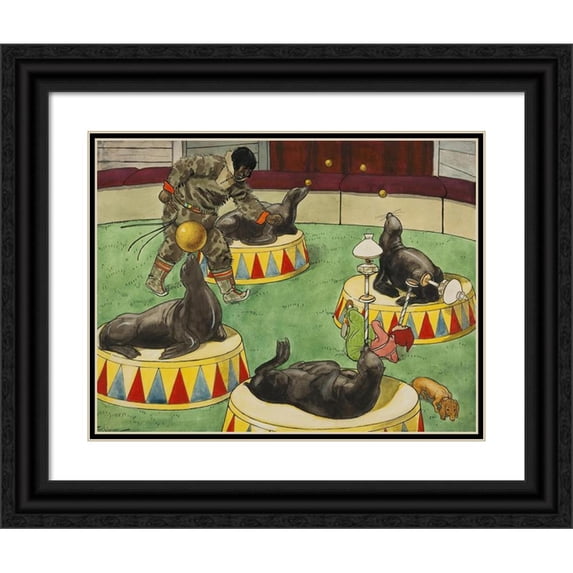 Artuš Scheiner 18x15 Black Ornate Wood Framed Double Matted Museum Art Print Titled - Smaller Schlingel Kulihrasek as Juggler