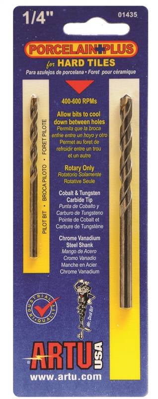 ARTU 01435 Drill Bit, 1/4 in Dia, 4-1/8 in OAL, Flat Flute, 2-Flute, 1/ ...