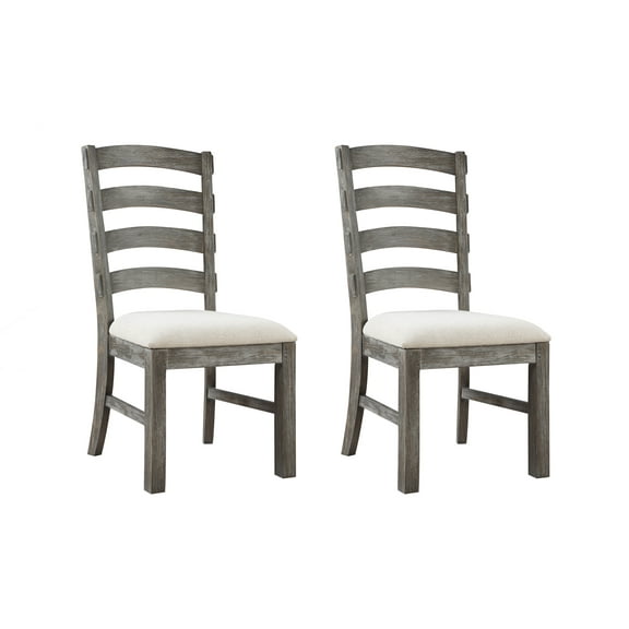 Artum Hill Beverly Grove Weathered Gray 21" Upholstered Wood Dining Chairs (Pack of 2)