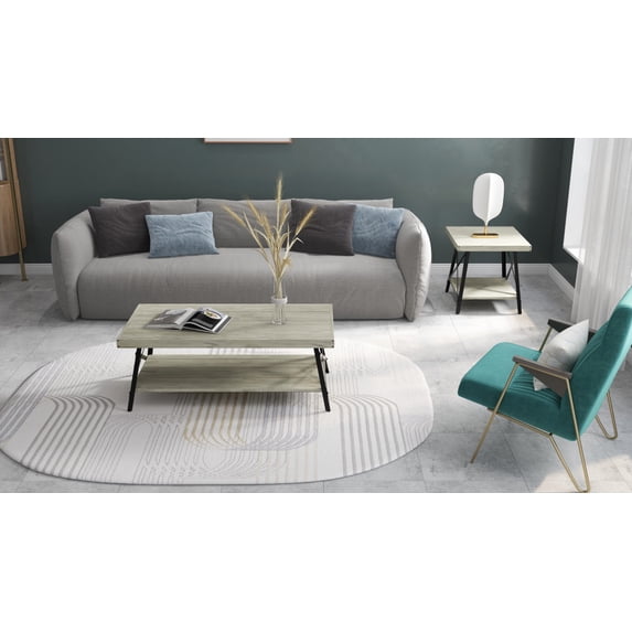 Artum Hill Hudson Light Gray 48" Coffee Table with Storage Shelf