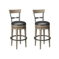thumbnail image 1 of Artum Hill Morrison Pecan Brown 28" Seat Height Faux Leather and Wood Swivel Dining Bar Stools (Pack of 2), 1 of 6