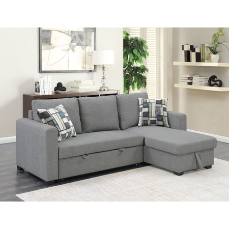 Artum Hill Paradiso Fossil Gray 87.5" Reversible Pop-Up Sleeper Sectional