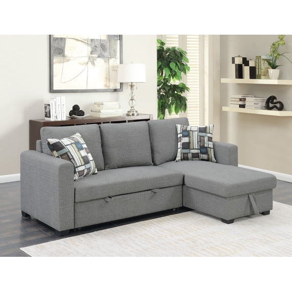 Artum Hill Paradiso Fossil Gray 87.5" Reversible Pop-Up Sleeper Sectional