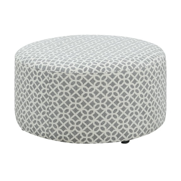 Artum Hill Rochelle Gray Lattice 34.8" Upholstered Round Ottoman