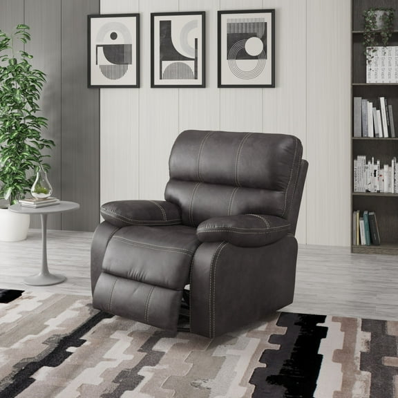 Artum Hill Sanja Dark Graphite Microsuede Swivel and Gliding Recliner