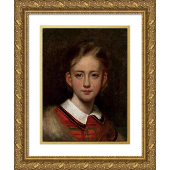 Artur Grottger 12x14 Gold Ornate Wood Frame and Double Matted Museum Art Print Titled - Portrait of a Girl