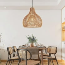 Arturesthome 1 Light Bohemian Pendant Light,Natural Rattan Materials Ceiling Chandelier Hanging Lamp Lighting Fixture for Hallway