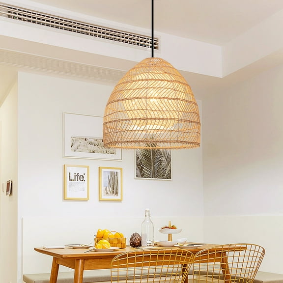 Arturesthome 1-Lights Natural Rattan Pendant Lights Handmade Decor for Kitchen Island E26/27