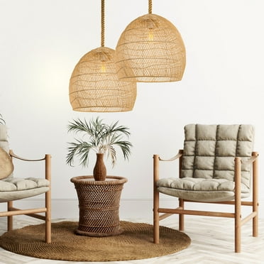Arturesthome 19" Wicker Pendant Light Rope Hardwired Ceiling Light Natural 1 - Light