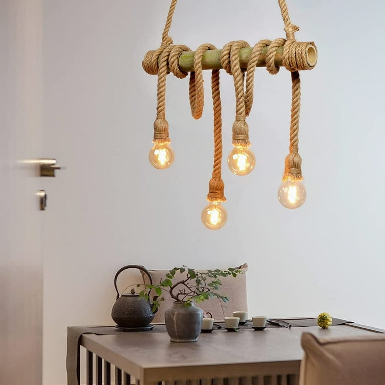 Image showcasing Industrial Rope Chandeliers For Home Buy Vintage Hemp Rope Ceiling