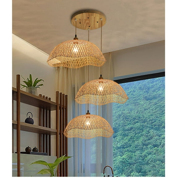 Arturesthome Bamboo Lampshade, Rattan Pendant Light, Bamboo Pendant Light, Wicker Lampshade,Woven Pendant Light,Rattan Light Fixture,Handmade Rattan Lamp