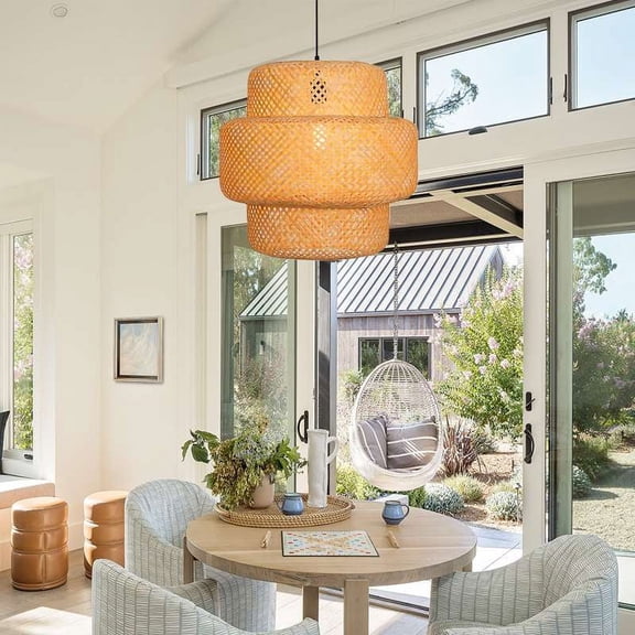 Arturesthome Bamboo Pendant Light Handmade Weave Lampshade