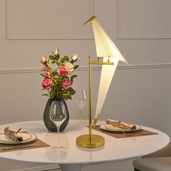 Arturesthome Bird Table Lamp Modern Art White Nightstand Lamps for Bedroom 1-Lights