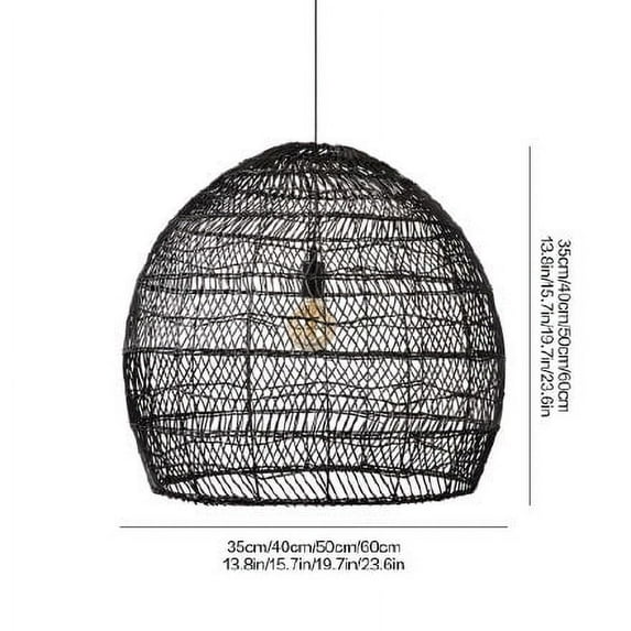Arturesthome Black Basket Pendant Lights Rattan Hardwired Lampshade 23.6" 1 - Lights