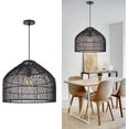thumbnail image 1 of Arturesthome Black Rattan Pendant Lights Lampshade Wicker Hanging Light Fixture Chandelier for Kitchen Island Dining Room Entryway Hallway, 1 of 14