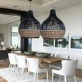 thumbnail image 1 of Arturesthome Black Rattan Wicker Chandelier For Kitchen Island Dining Room Living Room Woven Pendant Light Fixture, 1 of 12