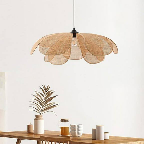 Arturesthome Boho Chandelier Rustic Hemp Rope Pendant Light Hand-Woven Rattan Cage Basket Hanging Lamp Wicker Coastal Retro Light Fixtures for Hallway Entryway Kitchen Island Dining Room Bedroom