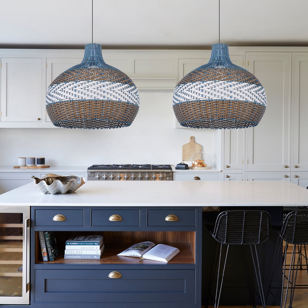 Arturesthome Classic Series Courtland Blue Rattan Pendant Light For ...