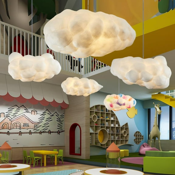 Arturesthome Cloud Pendant Light,Creative Children's Room Nursery Chandelier,Indoor Decorative Pendant Light,Baby Room Warm Hanging Lamp