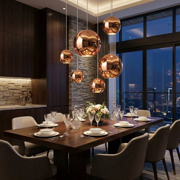 Arturesthome Copper Mirror Shade Glass Pendant Light