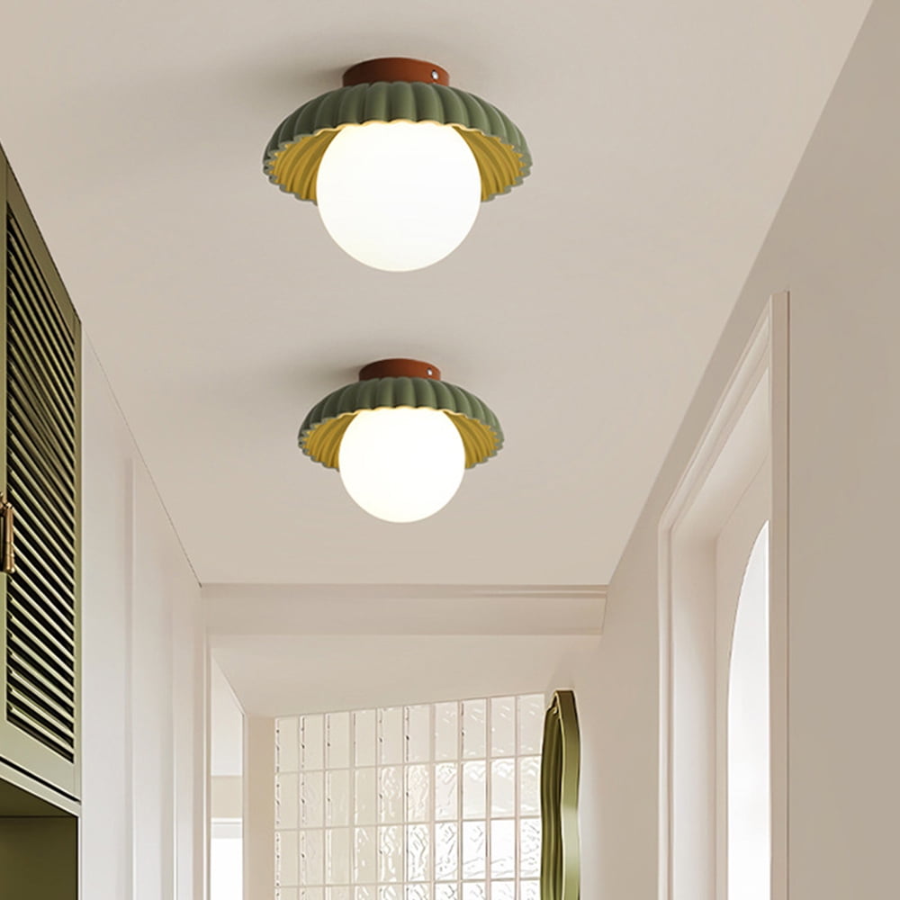 Arturesthome Cream Bud Glass Iron Hallway Ceiling Light