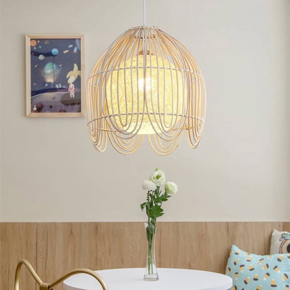 Arturesthome Design Rattan Art Bedroom Double Layer Moon Pendant