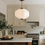 Arturesthome Eloise Scallop Milk Glass Semi-Flush Mount Pendant Ceiling Light