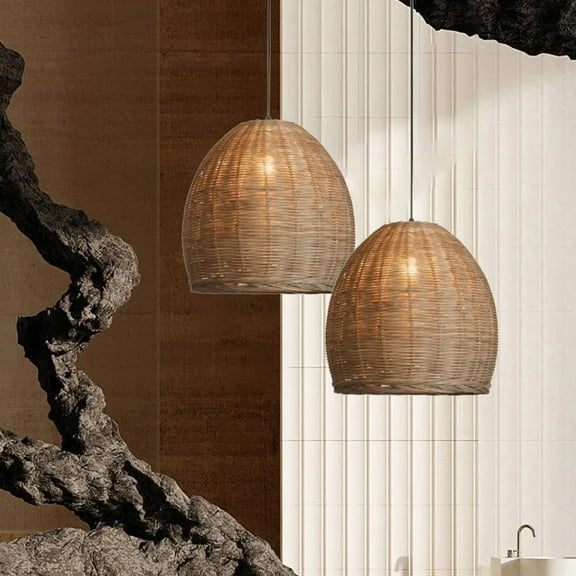 Arturesthome Handmade Rattan Chandelier Wabi-Sabi Vintage Rattan Pendant Light For Dining Room