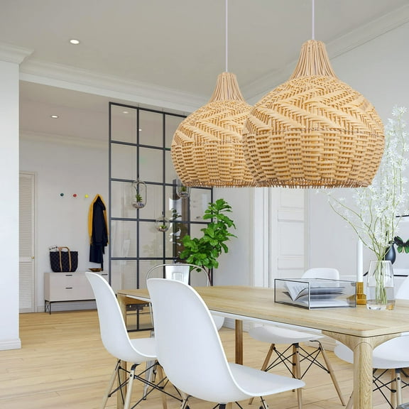 Arturesthome Handmade Rustic Wicker Rattan Lampshade Pendant Light