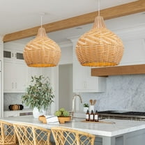 Arturesthome Handmade Rustic Wicker Rattan Lampshade Pendant Light