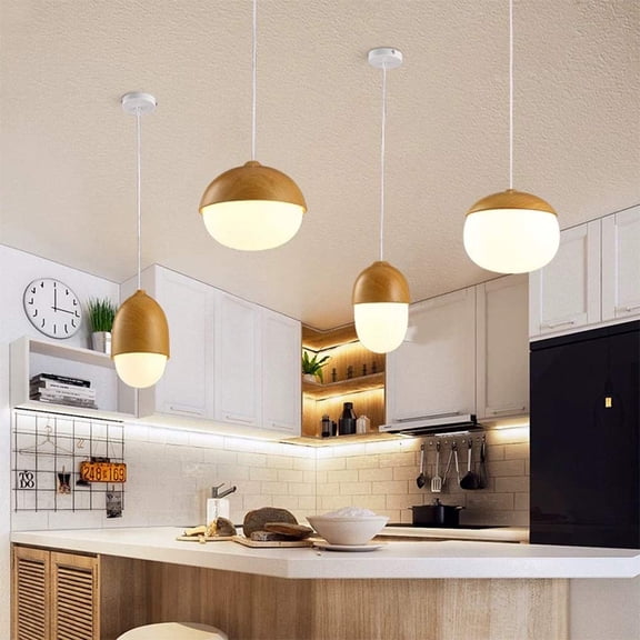Arturesthome Handmade Wooden LED Hanging Lamp Nut Shaped Pendant Light