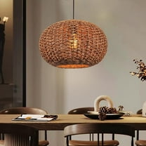Arturesthome Handwoven Boho Pendant Lights Rattan Wicker Hanging Ceiling Lighting Fixture Weave Chandelier Lamp Shade for Kitchen Island Restaurant Craft Room