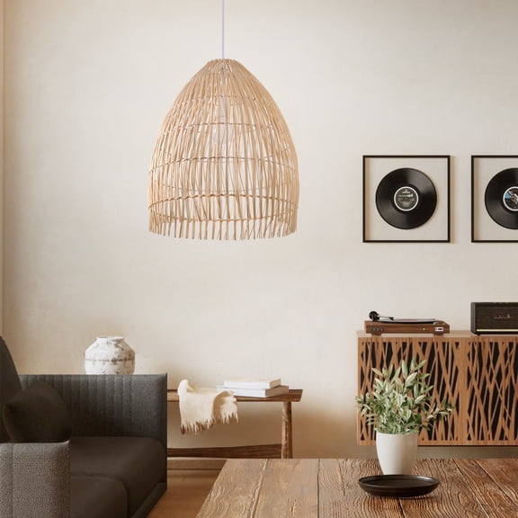 Arturesthome Hanging Ceiling Light Fixture for Kitchen, Handmade Rattan Pendant Lighting Basket Lampshades Chandelier Decoration