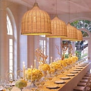 Arturesthome Hardwired Natural Rattan Light Pendant Japanese Chandeliers Home Decor 1 Lights