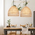 thumbnail image 1 of Arturesthome Hardwired Natural Rattan Pendant Light Japanese White Rattan Ball Lamp Home Decor 1 Lights, 1 of 6