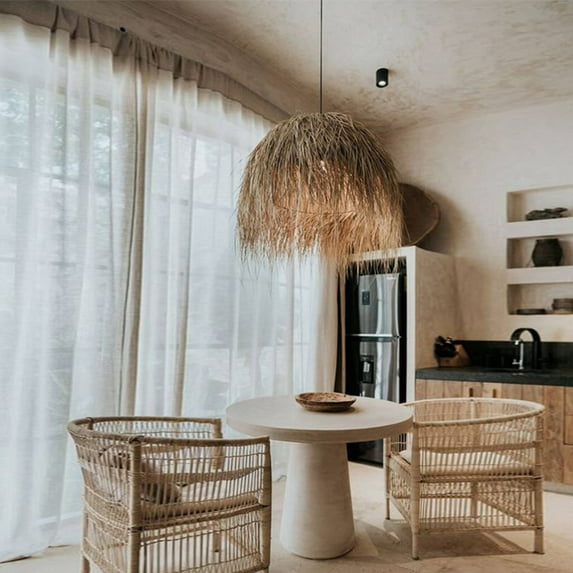 Arturesthome Japanese Handmade Vintage Rattan Lighting Lamp Shade Living Room Wabi-sabi Light Fixture