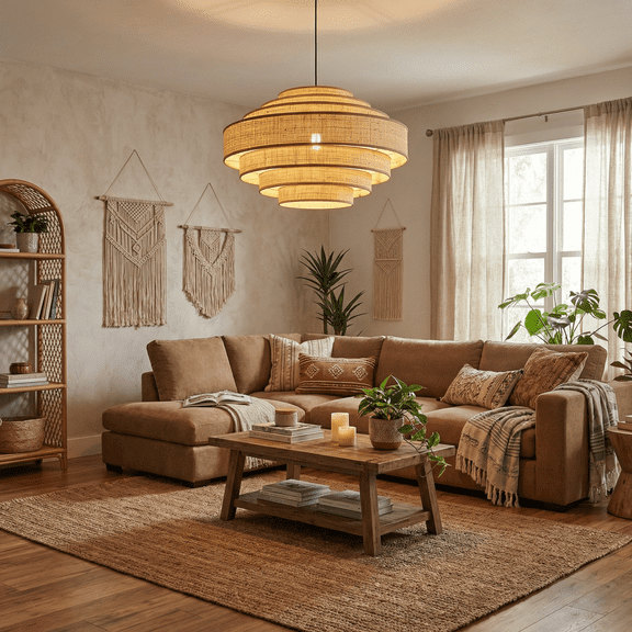 Arturesthome Japanese Vintage Multi-Layer Fabric Pendant Light Restaurant Ambience