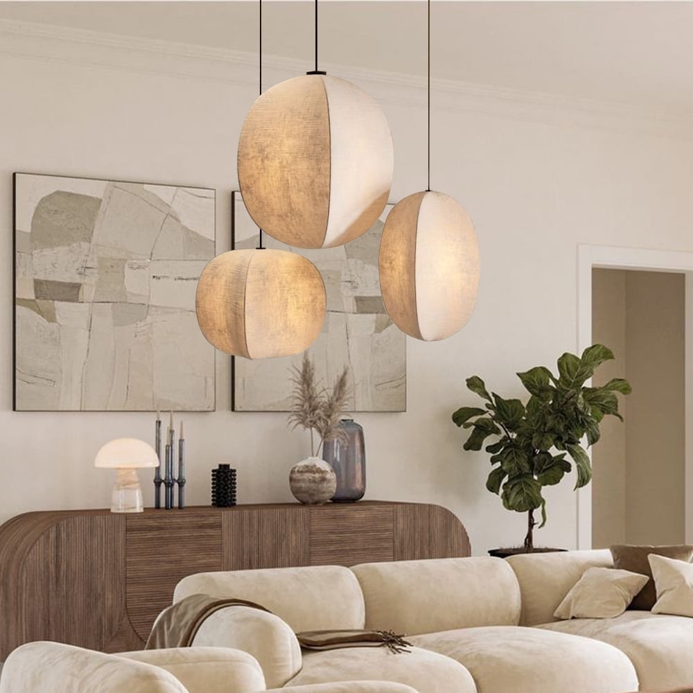 Arturesthome Japanese Wabi-sabi Style Chandelier,Fabric Pendant Light,Nordic Retro Fabric Chandelier,Living Room Dining Room Loft Vintage Chandelier