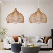 Arturesthome Justina Rattan Pendant Light Wabi Sabi Wicker Chandelier
