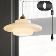 Arturesthome Mid Century Plug-in Milk White Glass Pendant Light