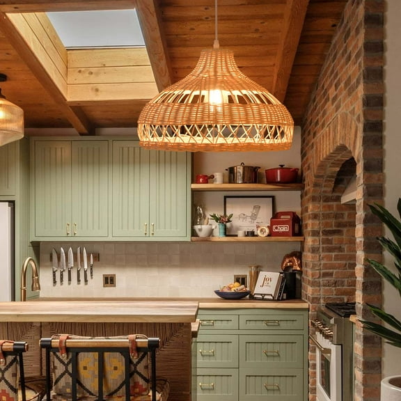 Arturesthome Natural Handmade Rattan Pendant Lamp Decorative Chandelier