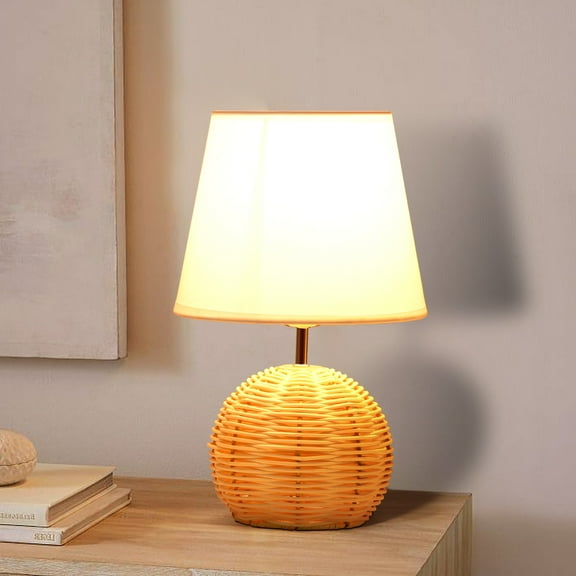 Arturesthome Natural Woven Jute Rope Table Lamp Farmhouse Boho Coastal Night Stand Lamp for Bedroom