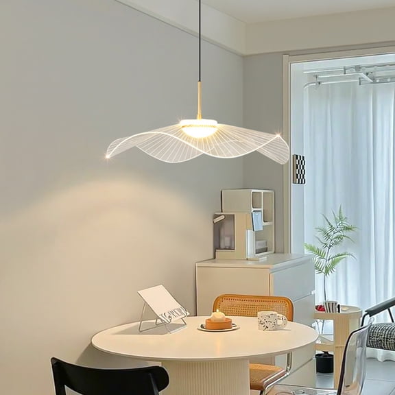 Arturesthome Nordic Art Lotus Leaf Restaurant Pendant Light Simple Modern Creativity INS Straw Hat Study Bedroom Light Three Color Dimming