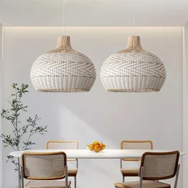 Arturesthome Blue Rattan Dome Pendant Lights